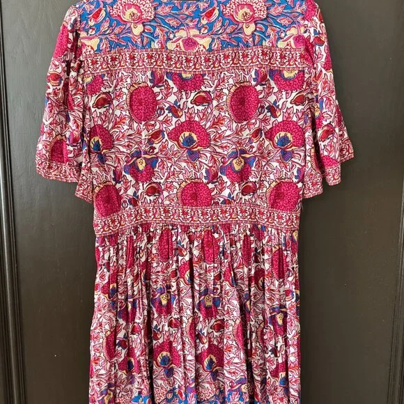 ba&sh Valia Printed Pintuck Mini Dress - Large - Picture 7 of 9